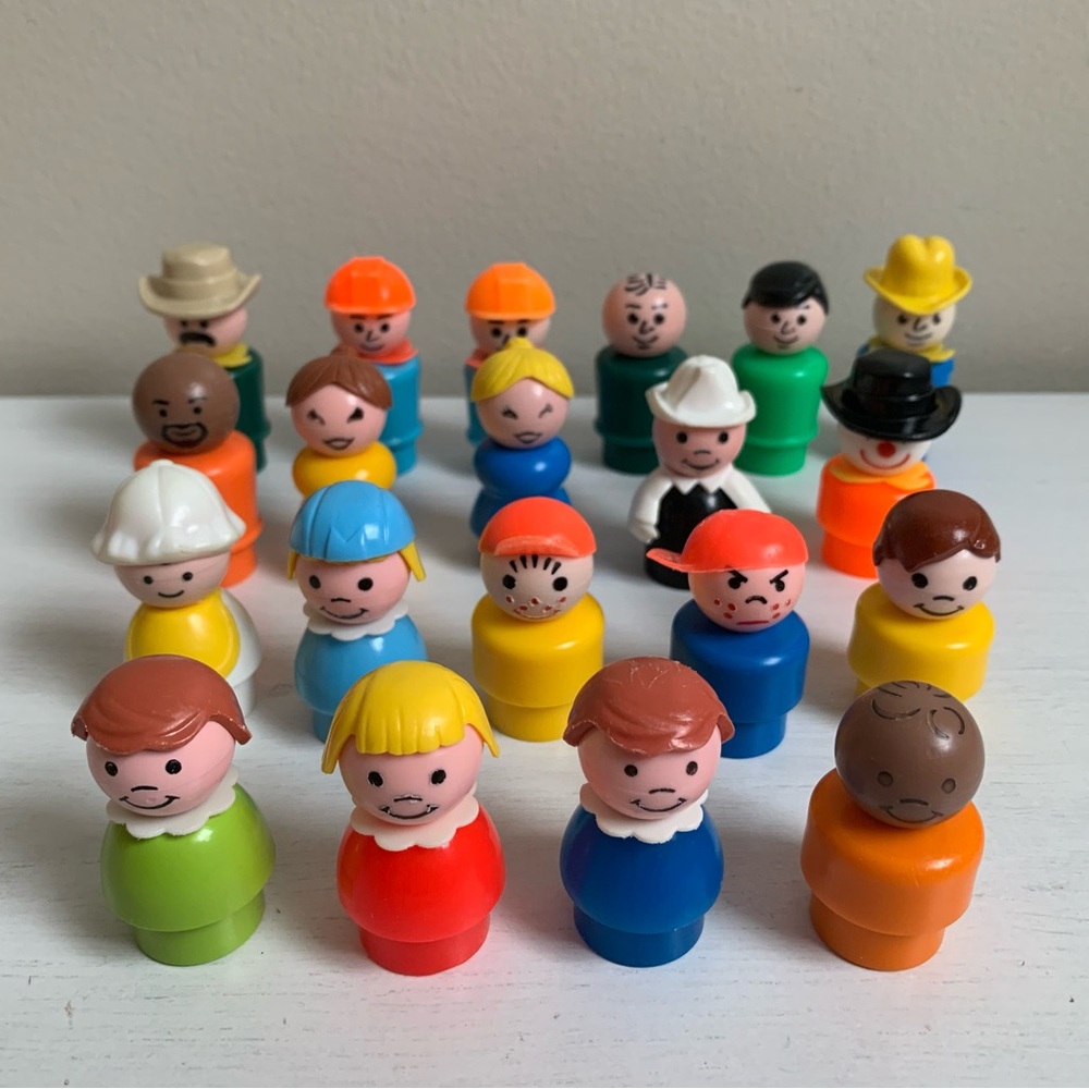 Vintage Fisher-Price Little People Figures Lot of 20 Plastic Body and Head